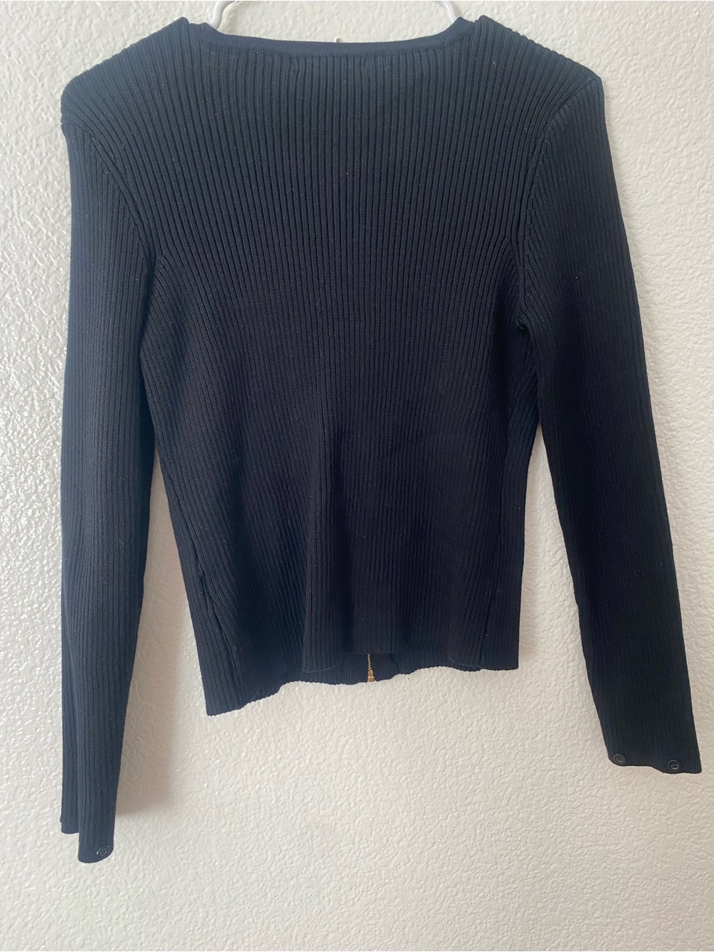 Black Ribbed Zip-Front Jacket - Picture 2 of 2